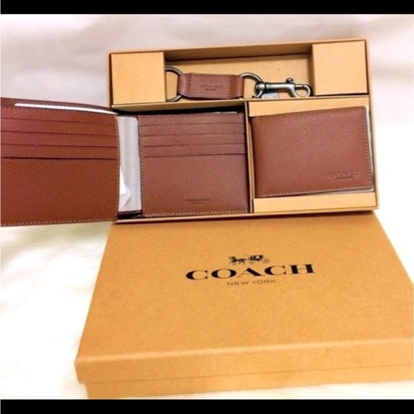 NWT Coach Men’s Brown 3 in 1 boxed Wallet Gift set - Picture 6 of 7